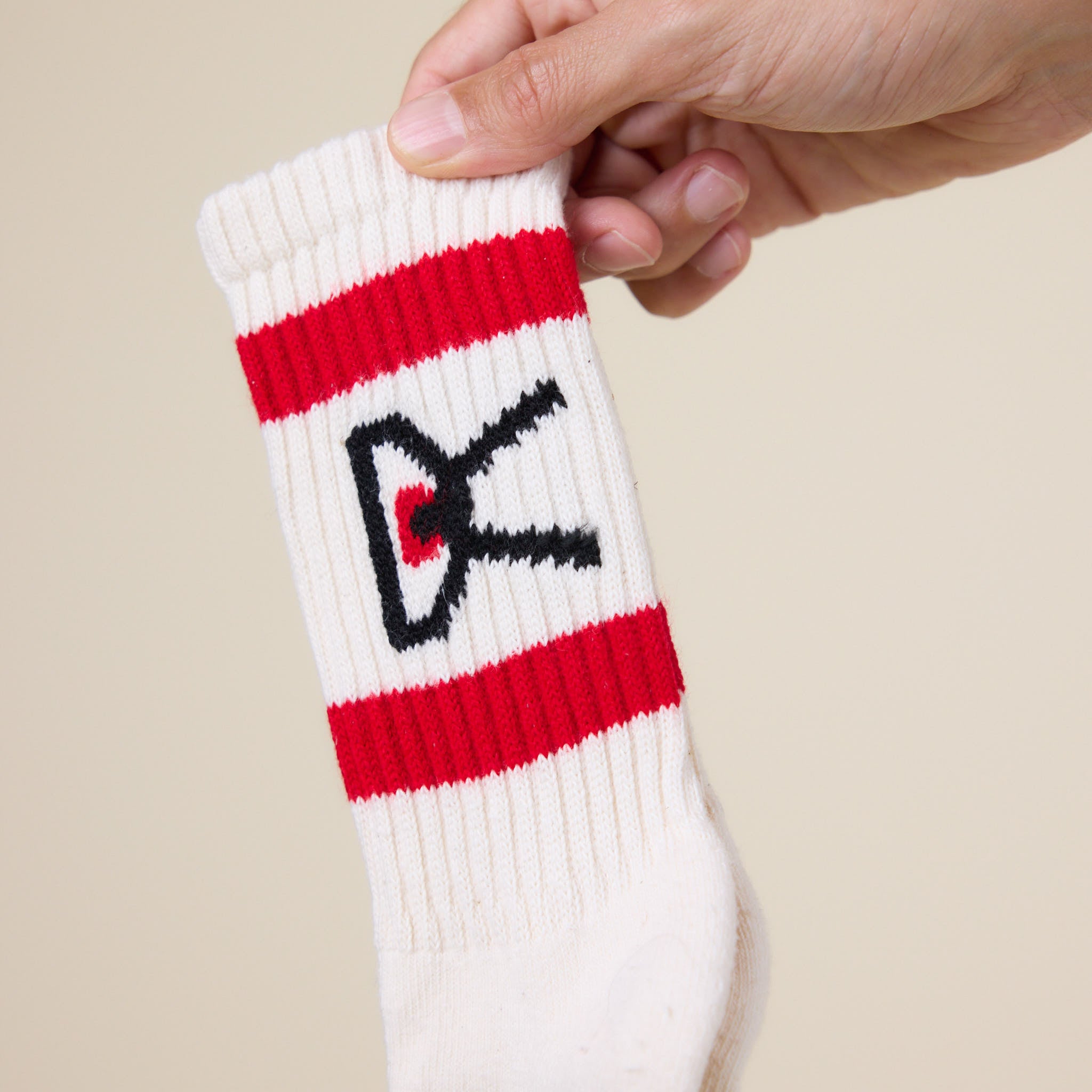 District Vision - USA Cotton Socks 2 Pack - Cream & Red Stripe