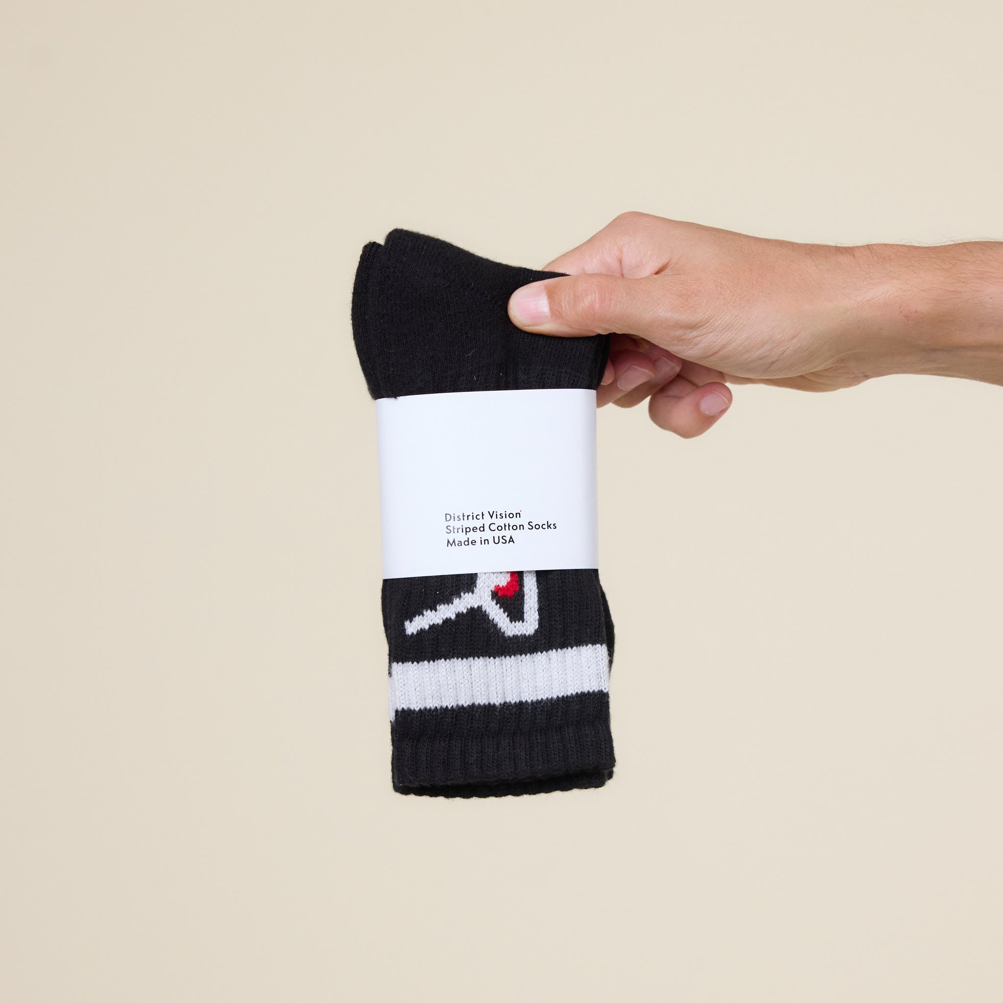 District Vision - USA Cotton Socks 2 Pack - Black & White Stripe