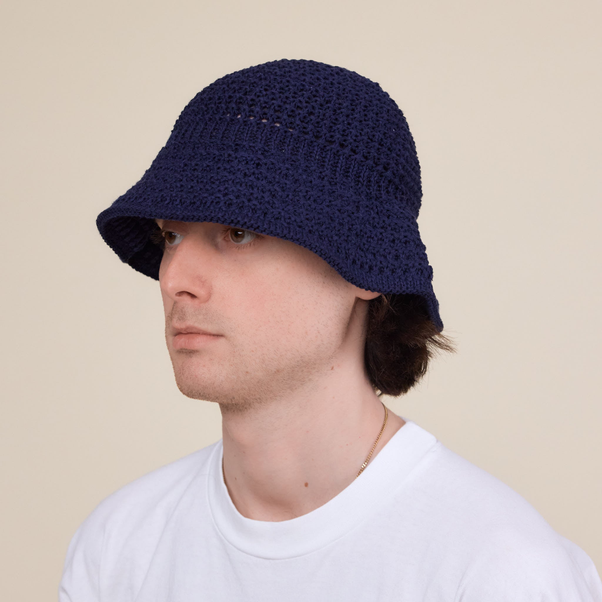 Found Feather - Knitted Safari Hat - Navy