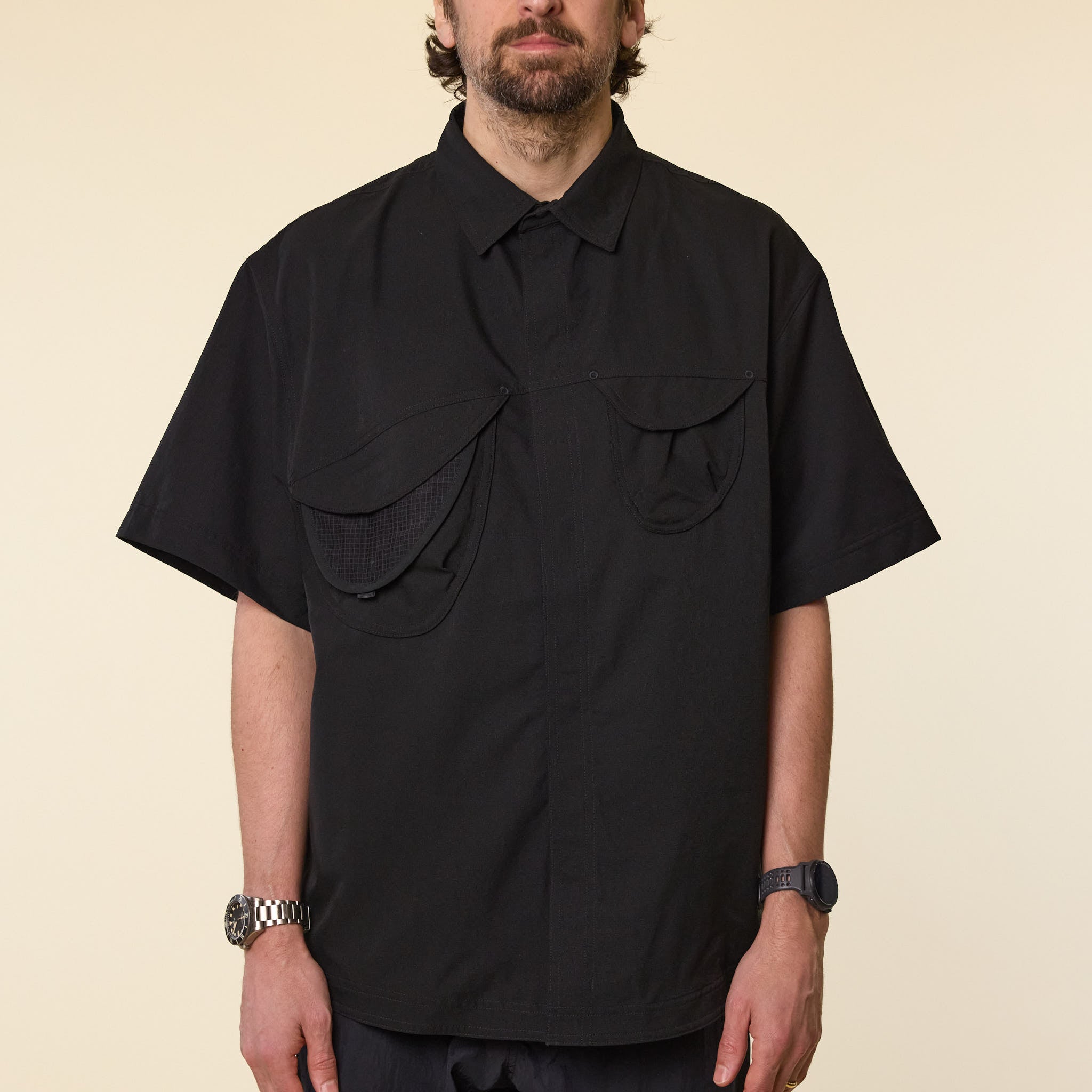 Goldwin 0 - Short Sleeve Asymmetric Camp Shirt - Biotite