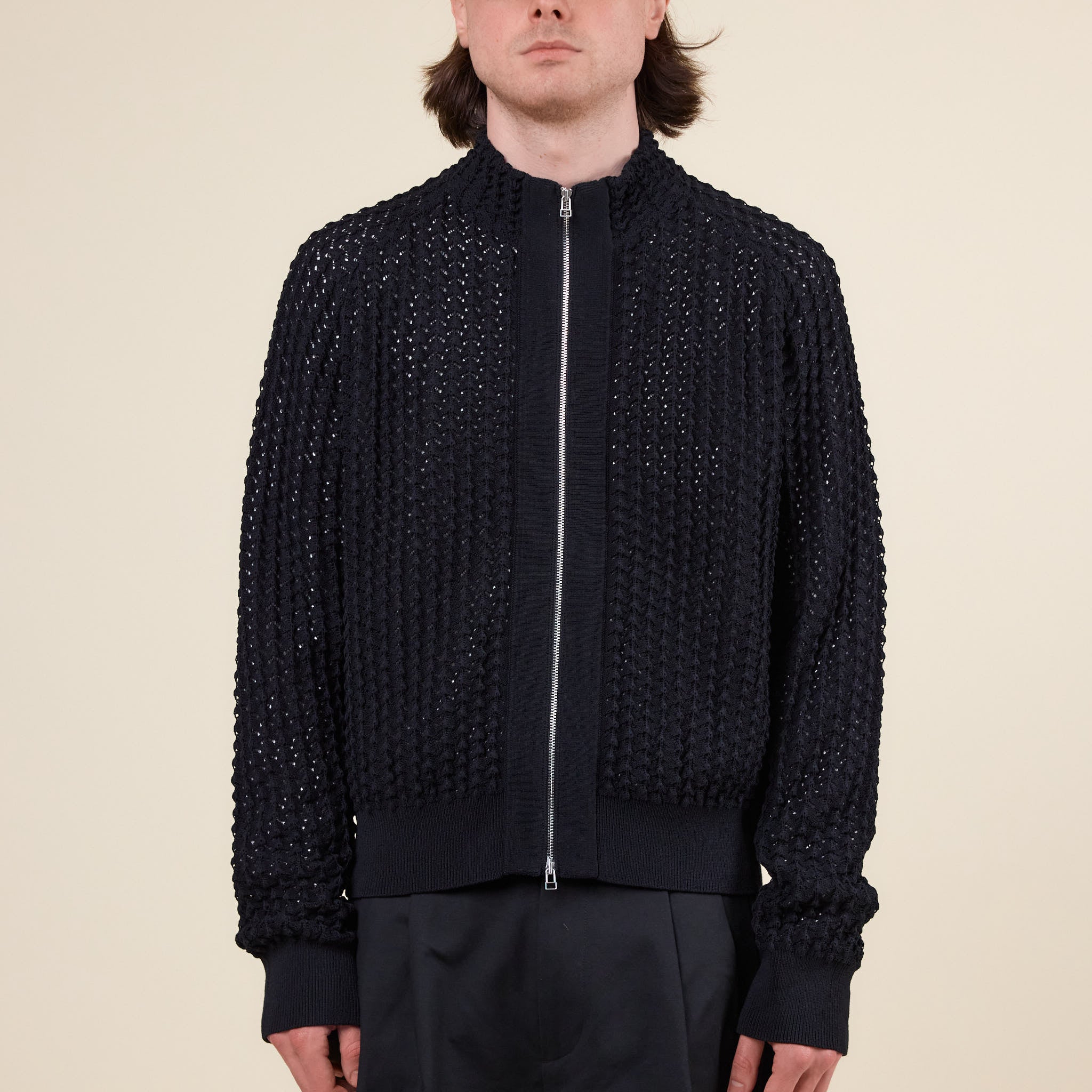 J.L-A.L - Ash Zip Up Knit Sweater - Shungite Black