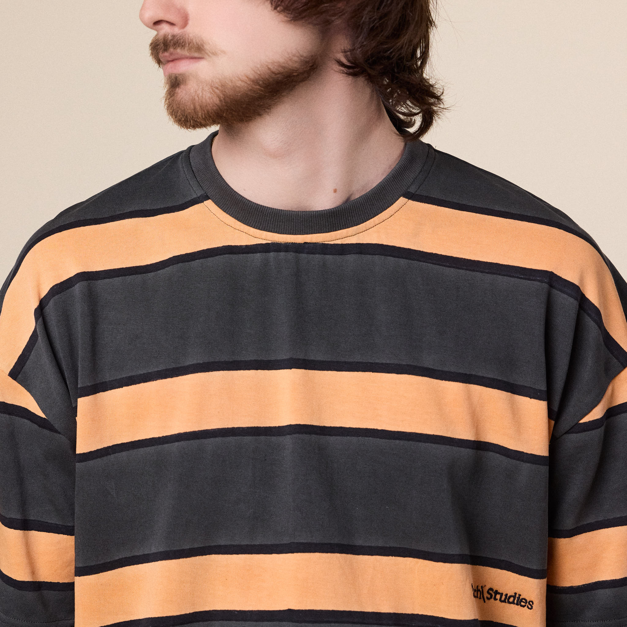 Earth\Studies - MS-114 Mission Control Stripe Tee - Magma Block Print