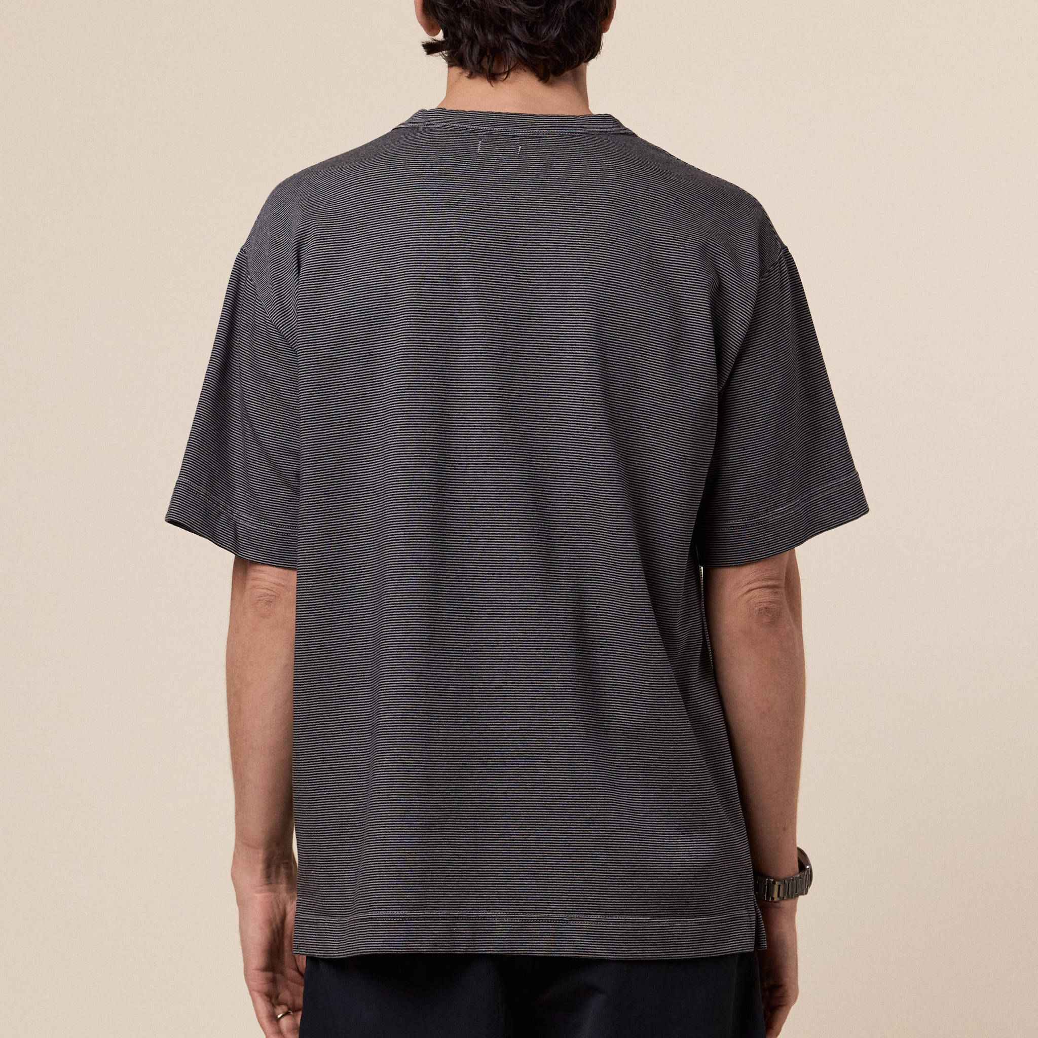 Nanamica - Micro Stripe Pocket Tee - Black/Grey