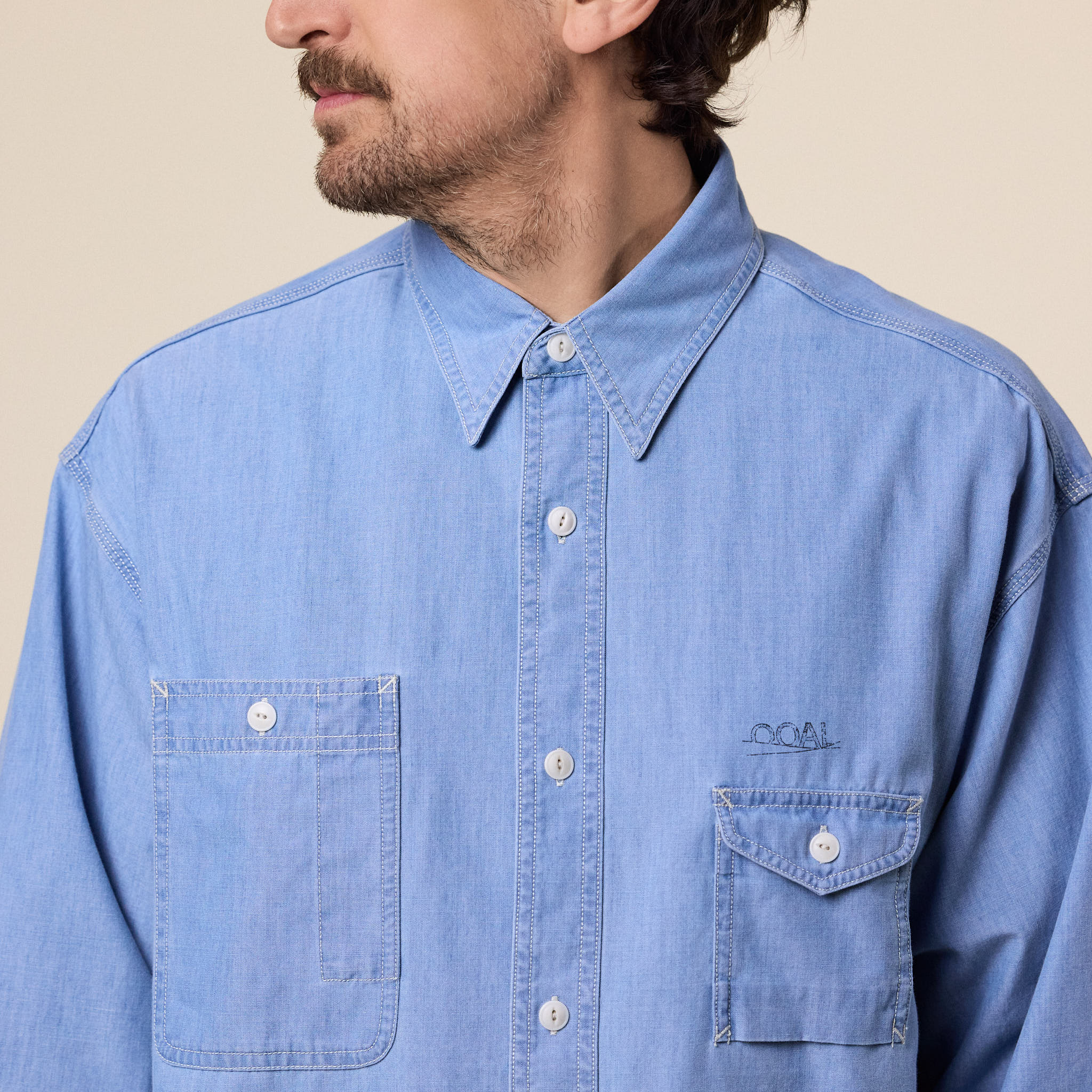 Nanamica - Regular Collar Chambray Shirt - Light Indigo