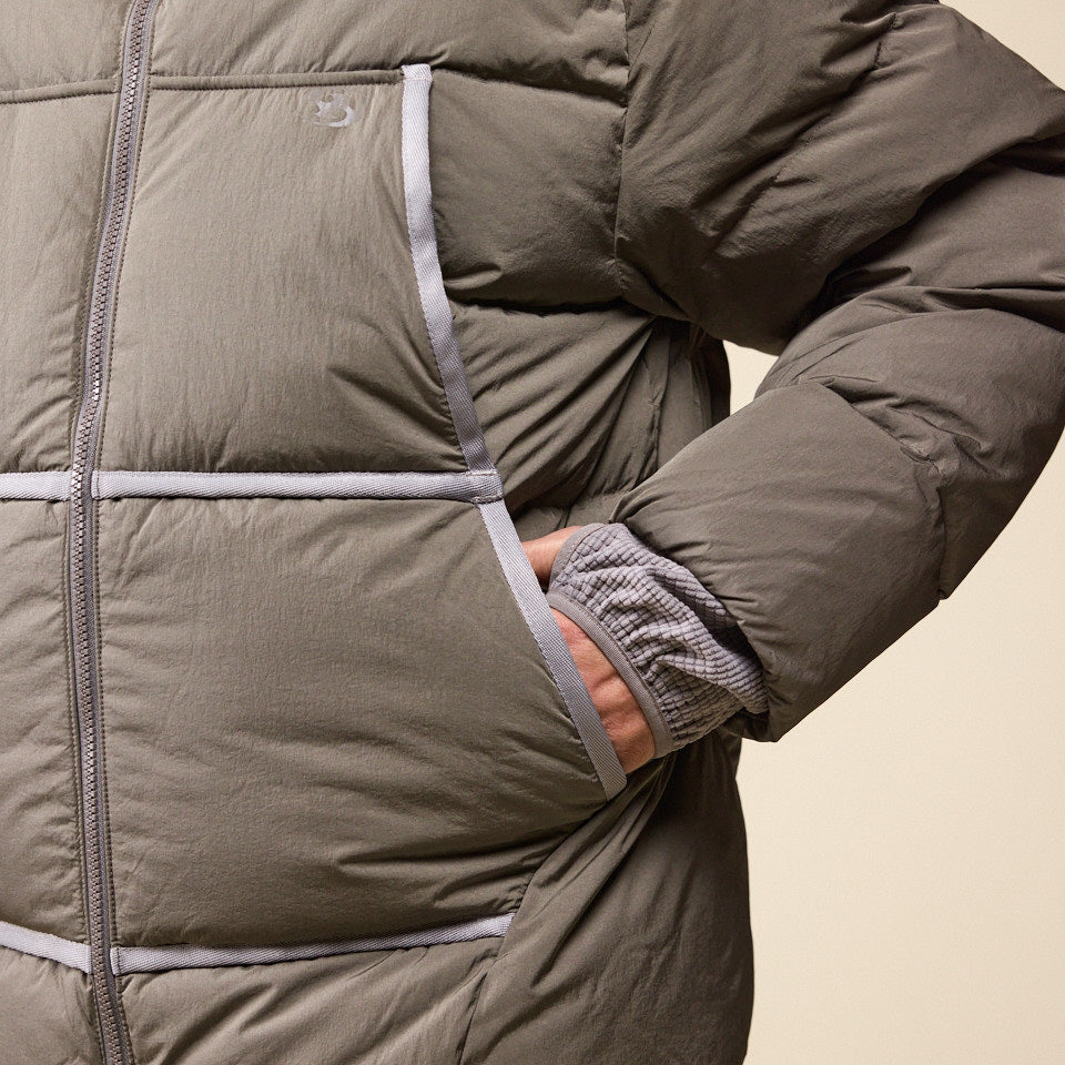 San San Gear - Taped Puffer Jacket - Brown "SAN SAN gear stockists" "SAN SAN gear uk" "SAN SAN gear USA"