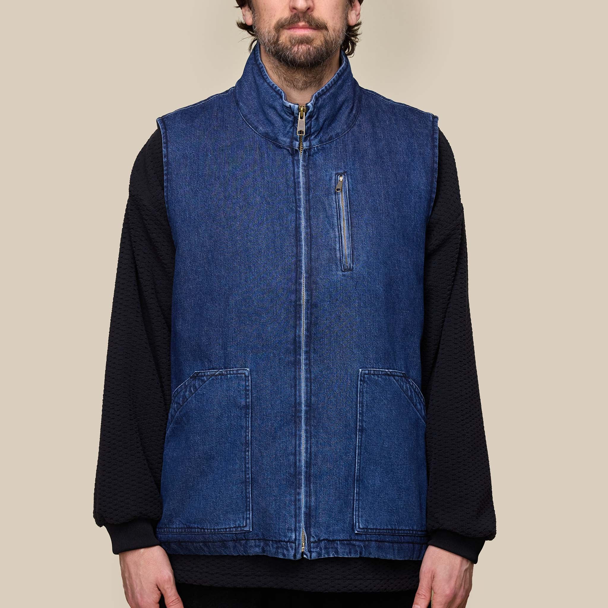 S.F.C Stripes For Creative - Worker Denim Vest Jacket - Indigo Blue