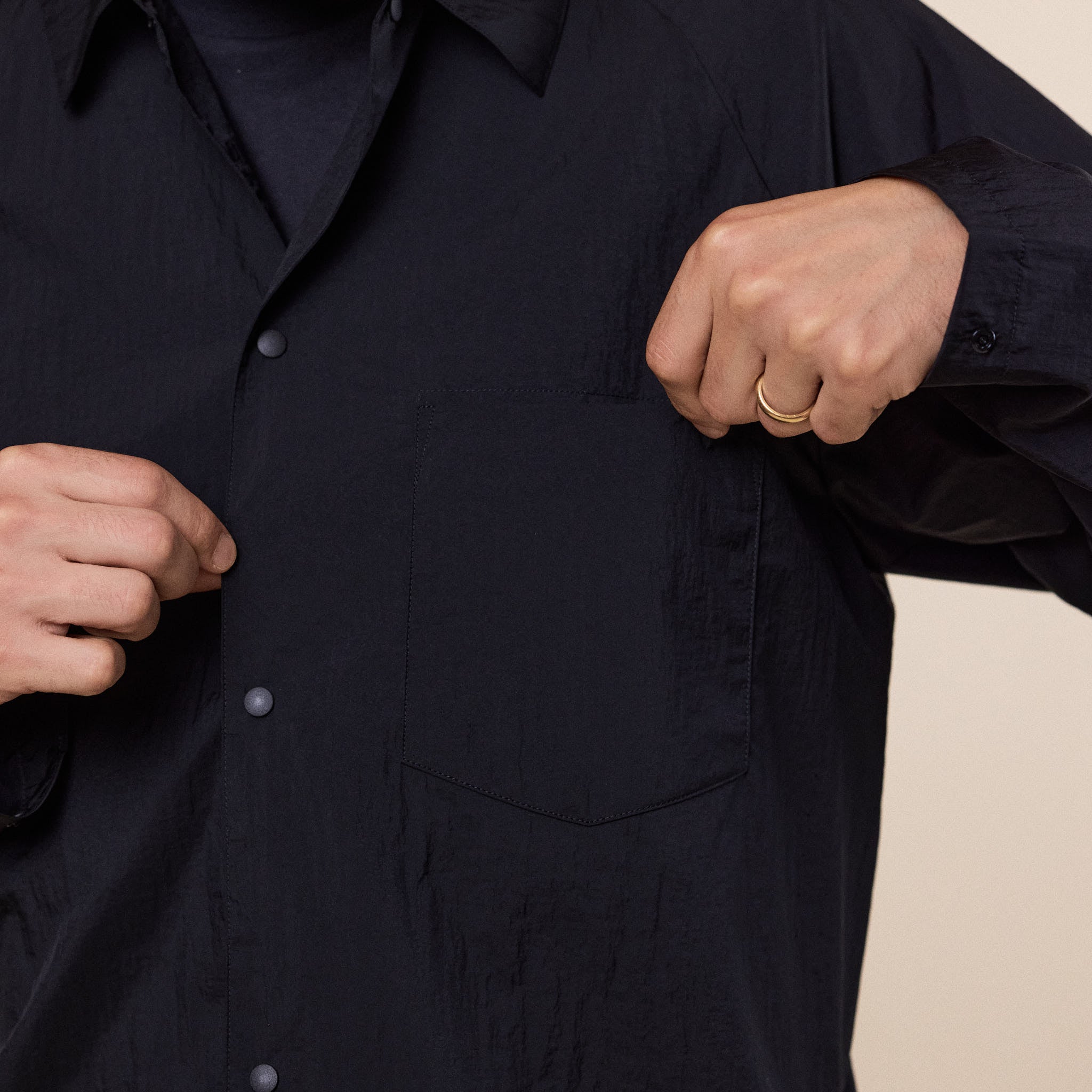 Goldwin - Sheer Nylon Wind Shirt - Black
