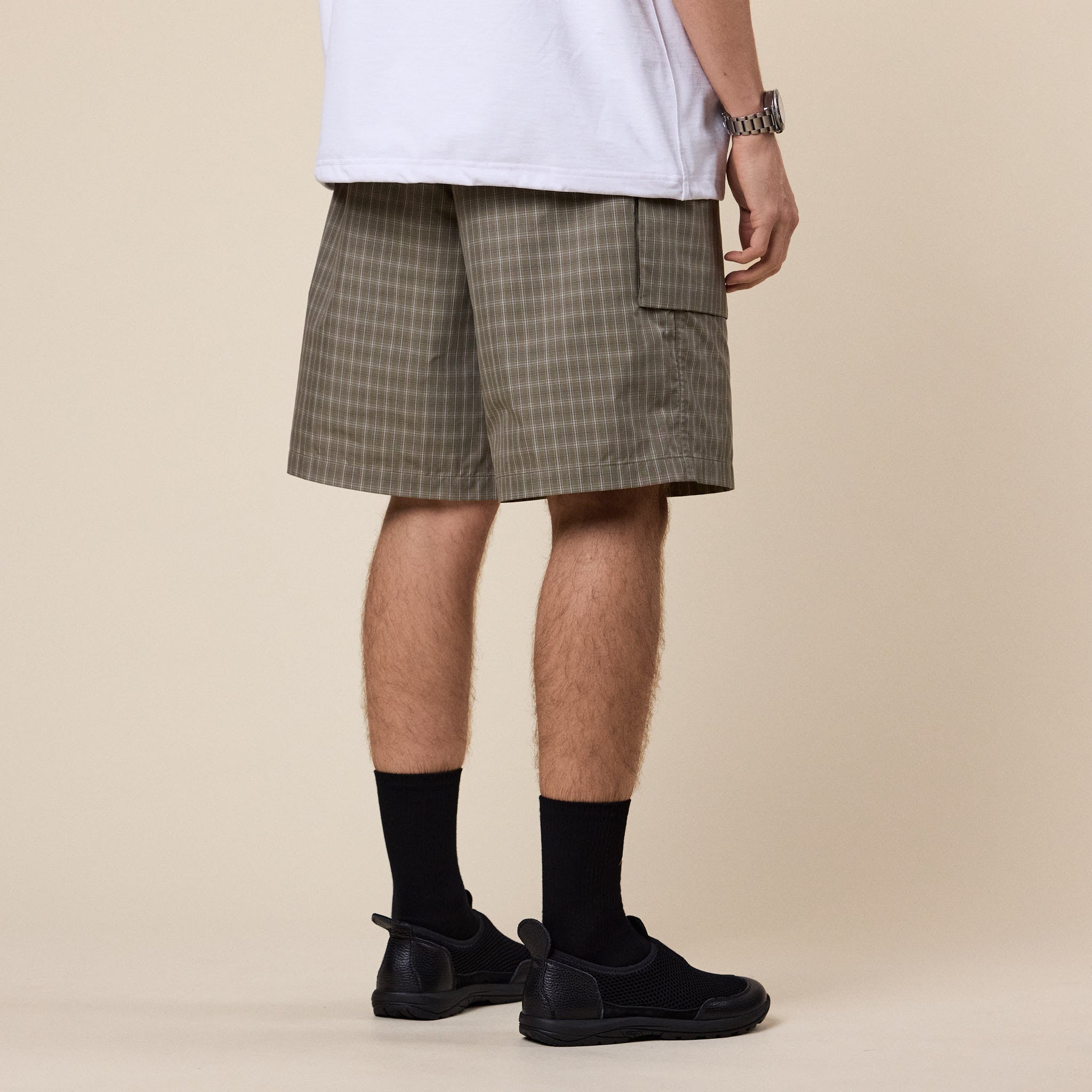 DAIWA Pier 39 - Tech 3D Pocket Cargo Shorts Summer Plaid - Sage Grey
