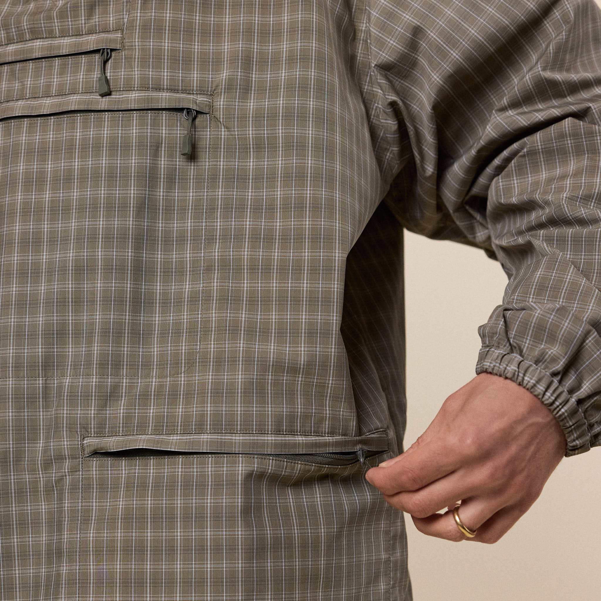 DAIWA Pier 39 - Tech Anorak Jacket Summer Plaid - Sage Grey