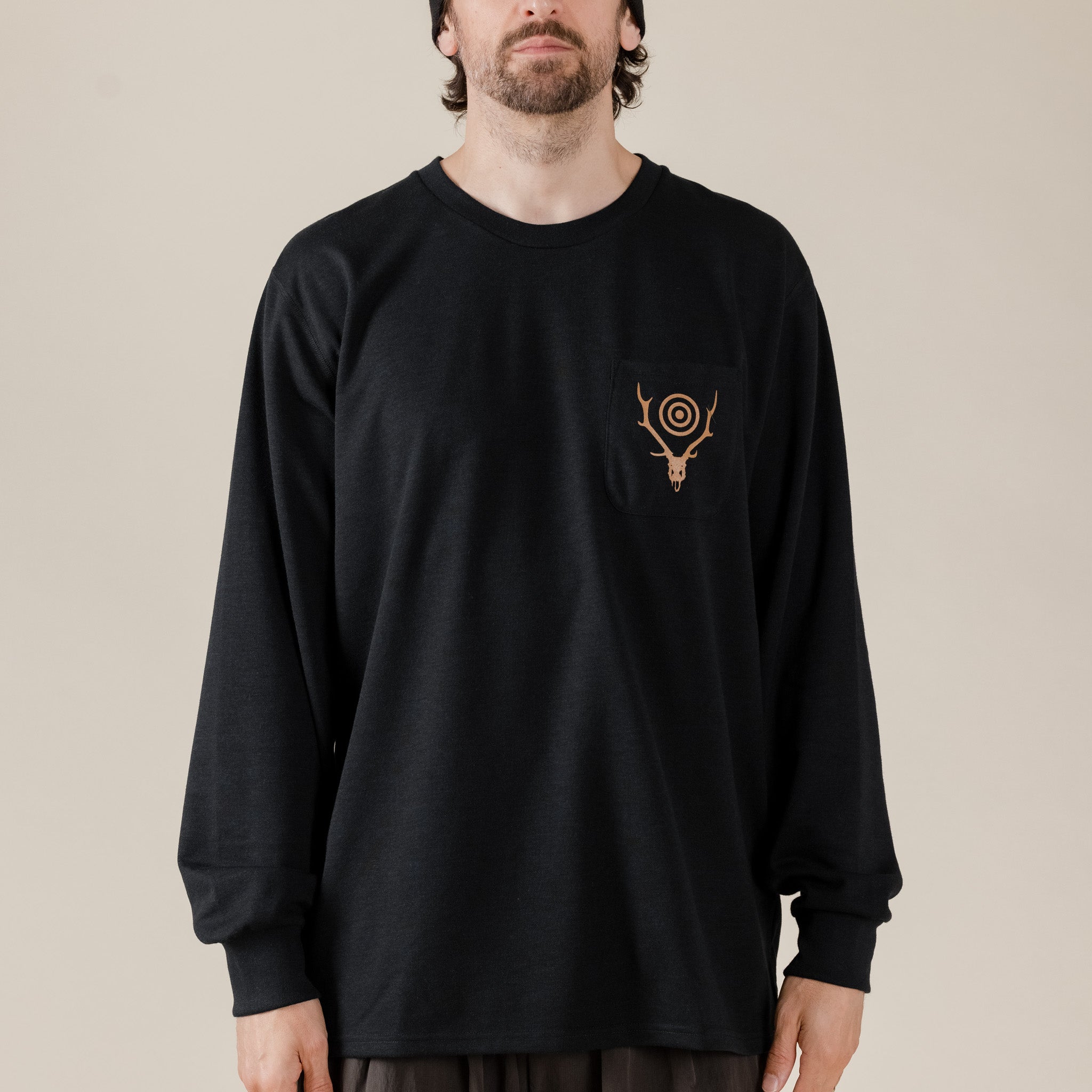 South2 West8 - L/S Round Pocket Tee - Circle Horn - Black UK USA Stockist S2W8 Manchester London New York Best Price
