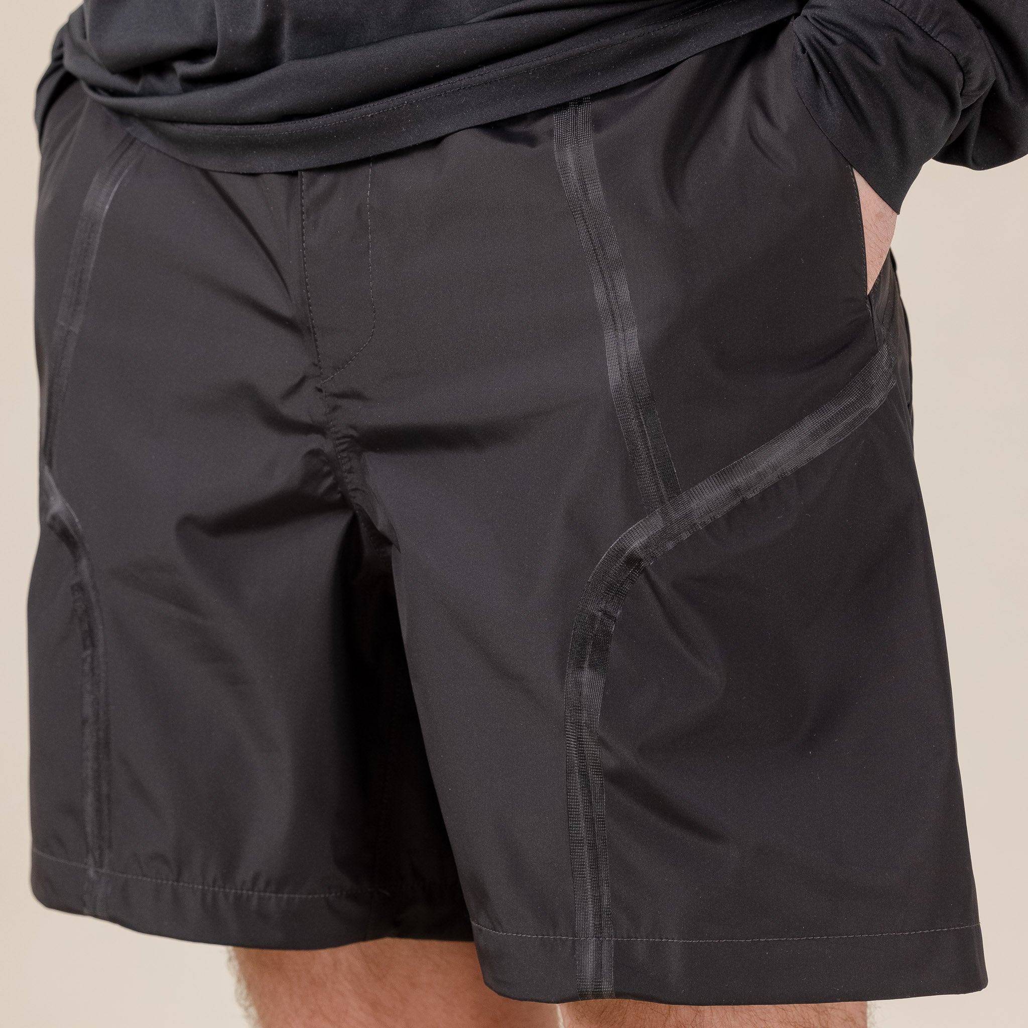 Welter Experiment - WSP003 Seam Sealed 3Layer Shorts - Charcoal Black "welter experiment stockists" "welter experiment uk" "welter experiment korea"