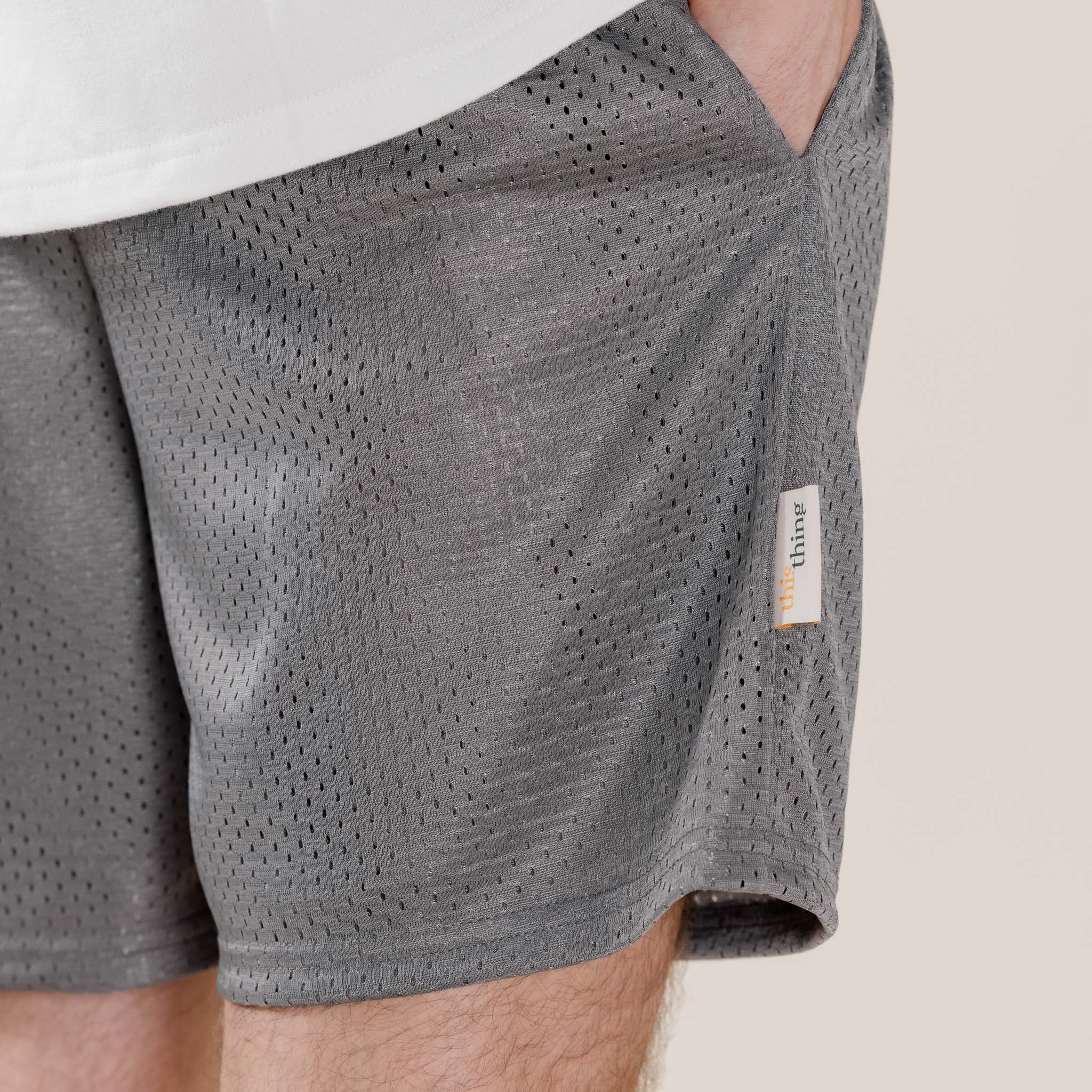 This Thing - Made in USA Mesh Shorts - Athletic Grey Basketball Mesh Shorts